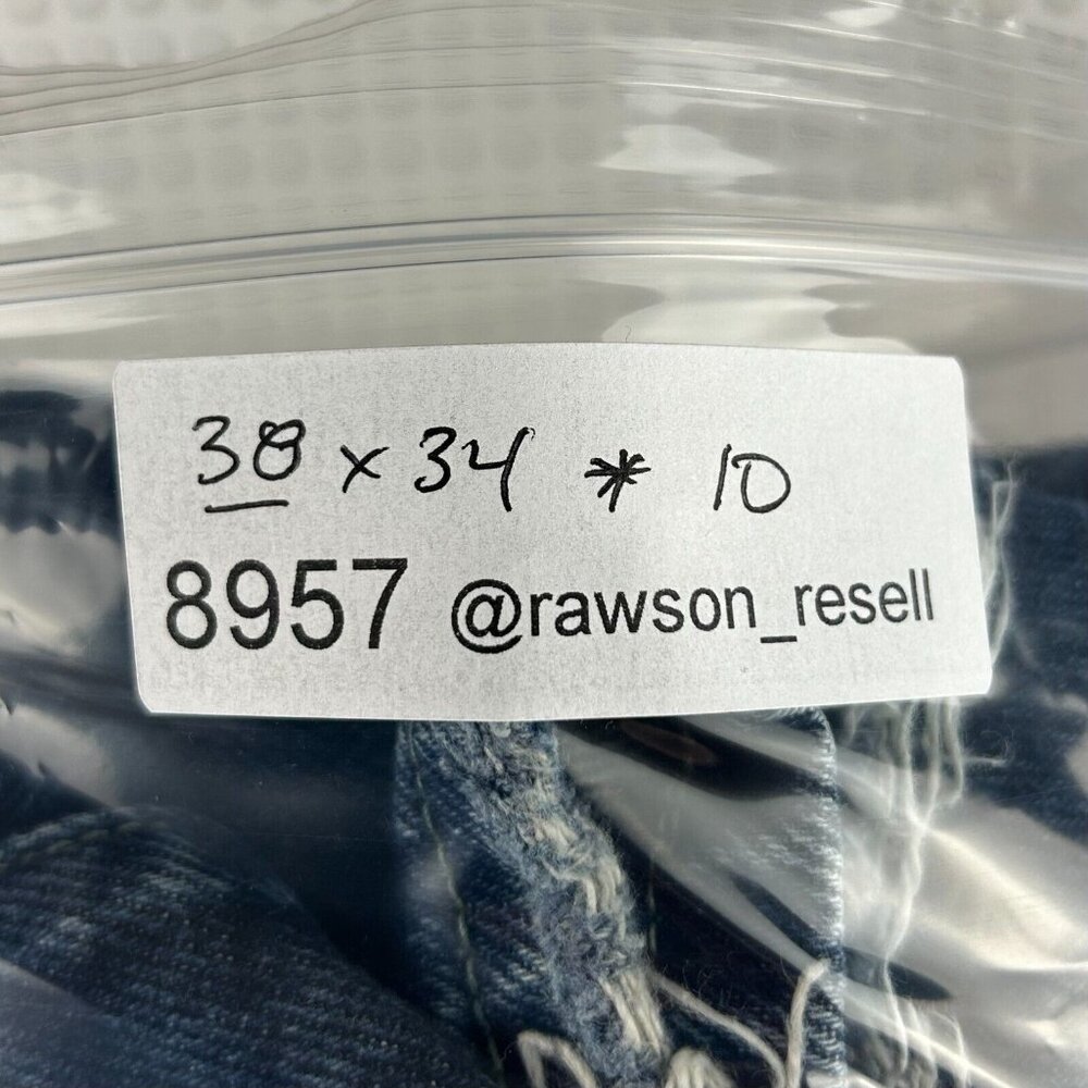 Sean John Carpenter Work Wear Y2K Blue Jeans 38x34 Distressed Wide Leg Baggy - Picture 9 of 9
